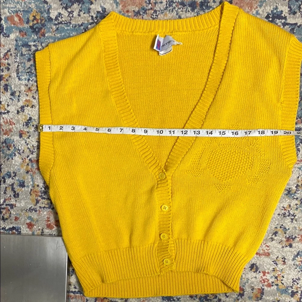 PROPHECY Vintage Mustard Yellow Knit Vest with Ribbed Edging - Picture 7 of 7
